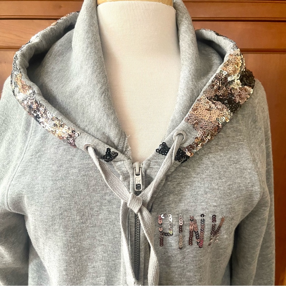 Victoria's Secret PINK Limited Edition Full-zip Hoodie With Sequin Design Size L - Picture 5 of 12